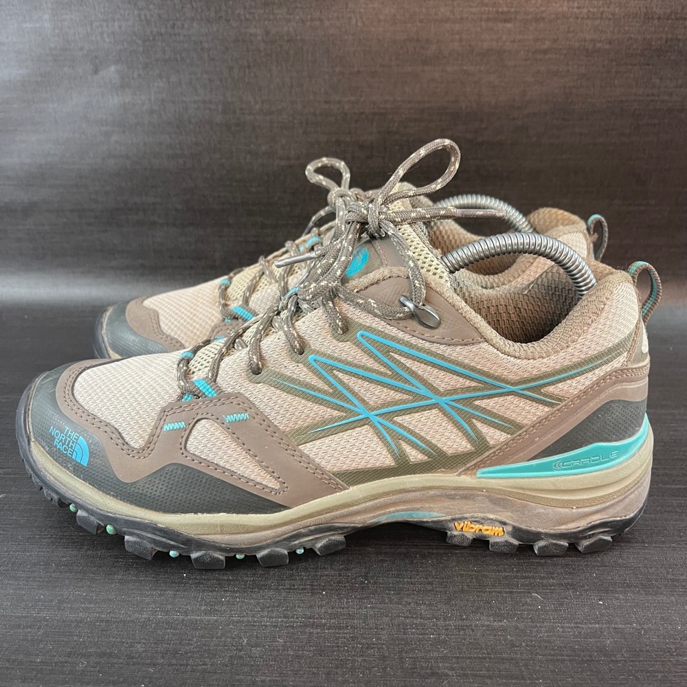 North Face Hedgehog Fastpack Women's size 9 Hiking Trail Brown Blue Vibram Shoes